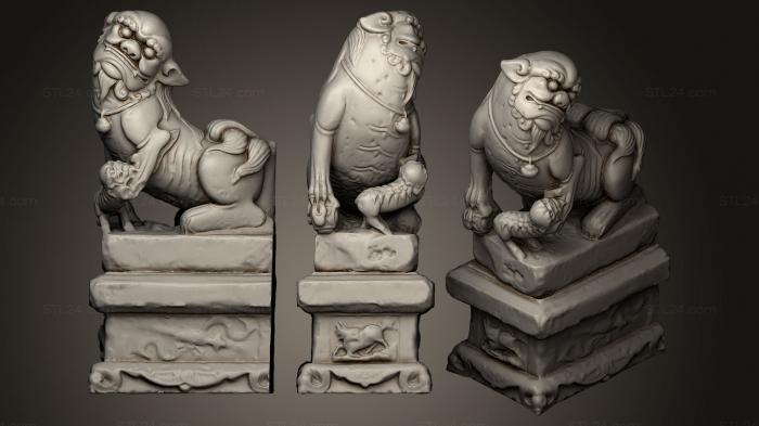Статуэтки львы тигры сфинксы (Статуя льва 0 F, STKL_0243) 3D модель для ЧПУ станка